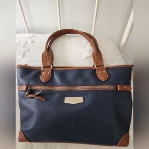 Rosetti Navy and Brown Two-Tone Messenger Tote Lots Of Pockets